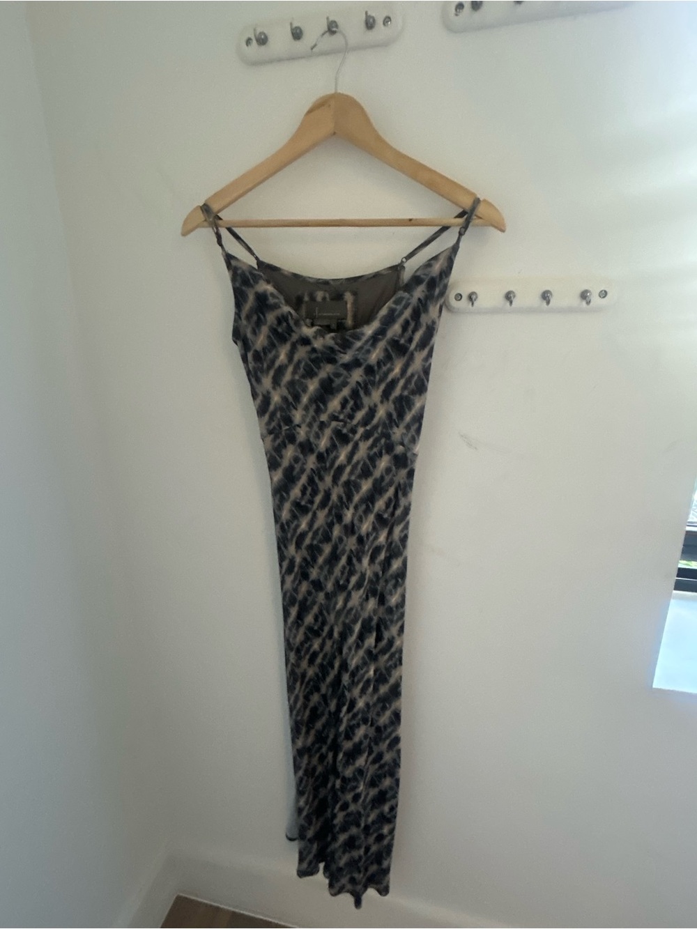Anthropologie Blue and Cream Tie-Dye Slip Dress